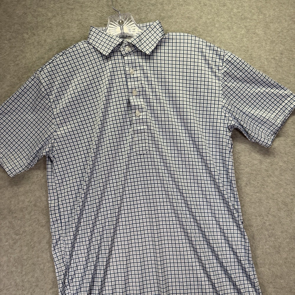 Collars & Co Dress Collar Polo Shirt Mens MT Blue Check Performance Stretch